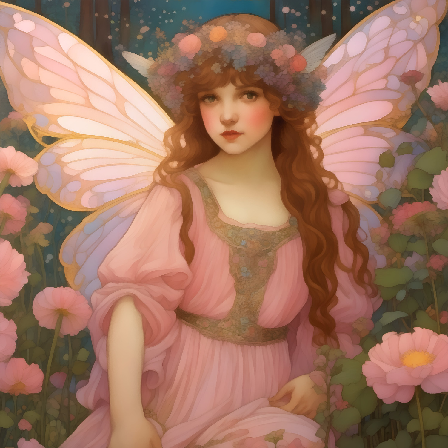 Enchanting Dreams: A Whimsical Pink Fairy Portrait Painting Let your imagination take flight with this enchanting portrait of a whimsical pink fairy 🧚‍♀✨