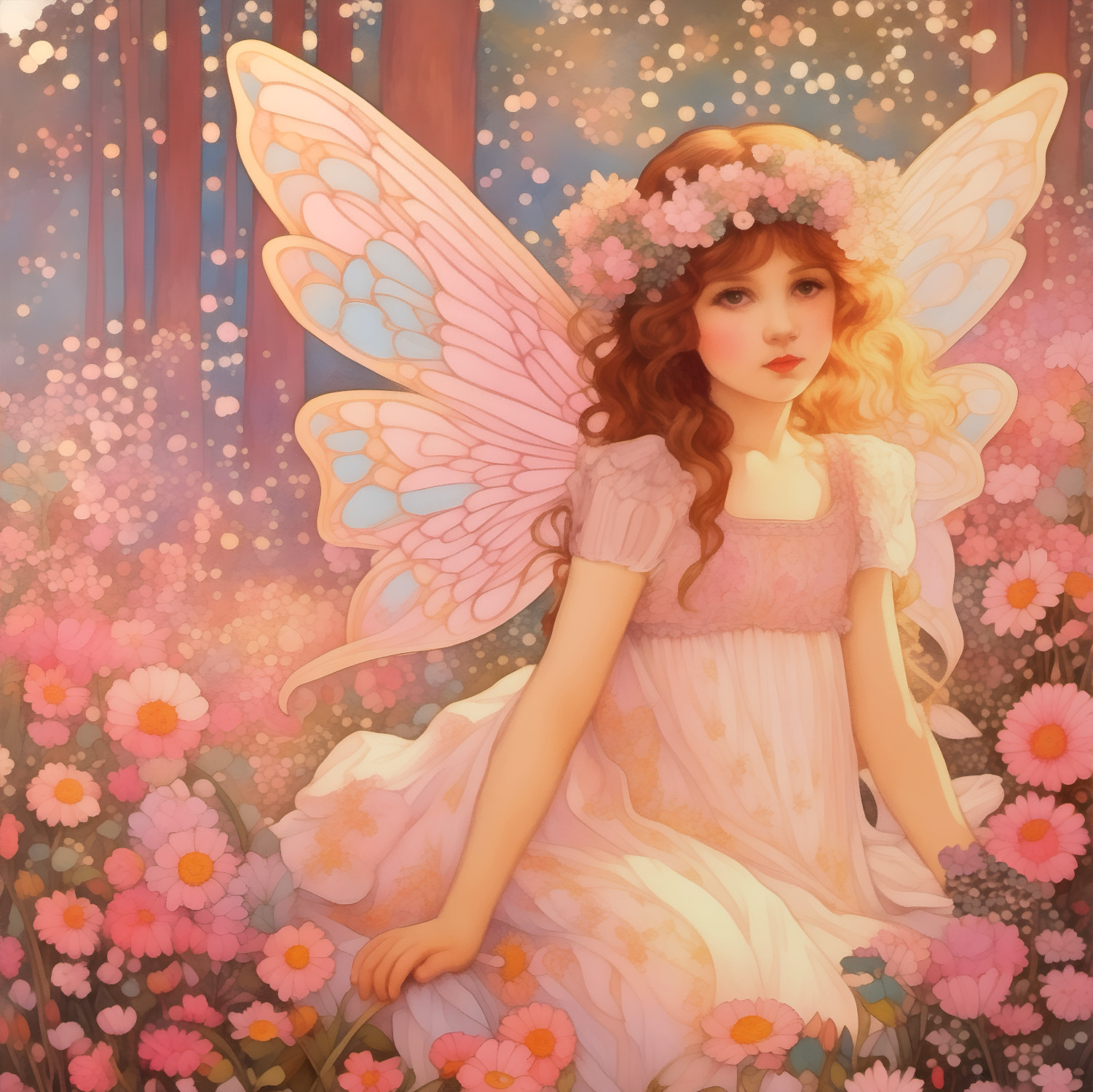 Magical Pink Fantasy Fairy Portrait Enter a world of enchantment with this stunning pink fairy portrait