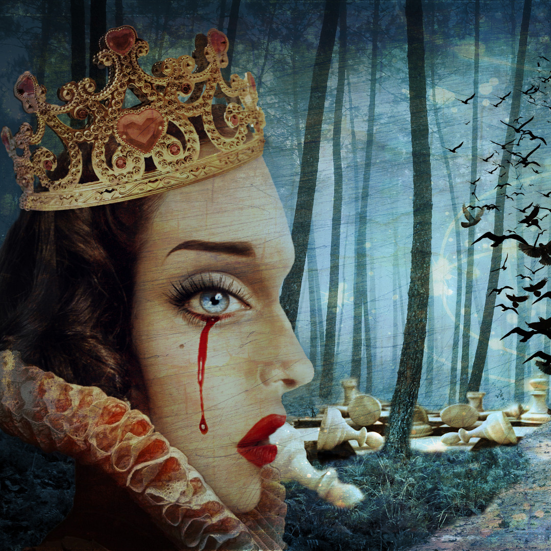 Gothic Surreal Unique Collage Sad Queen of Hearts Enter the Forest of Regrets...