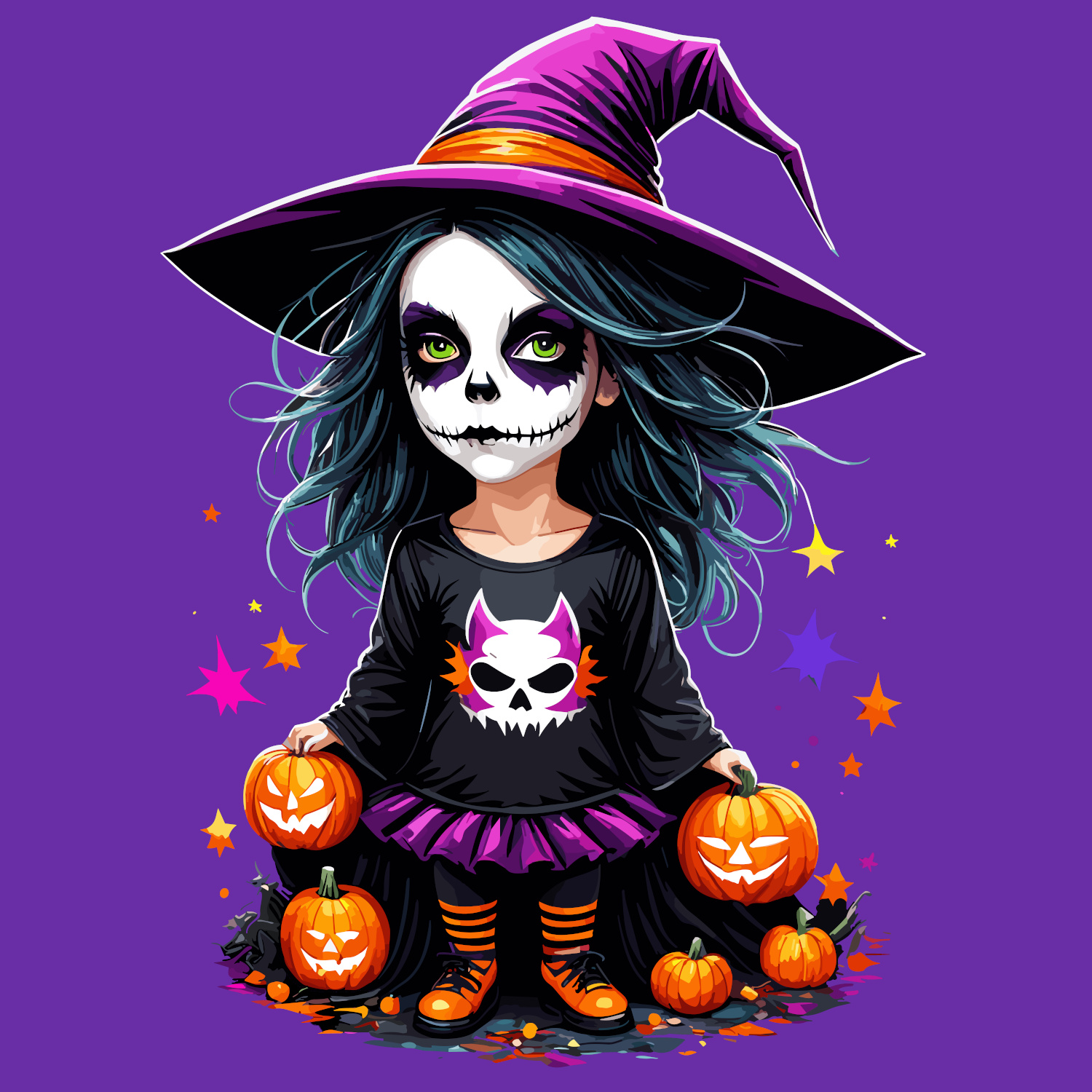 Cute Adorable Kawaii Halloween Witch Double, double toil and trouble, this cute witch is anything but subtle!
