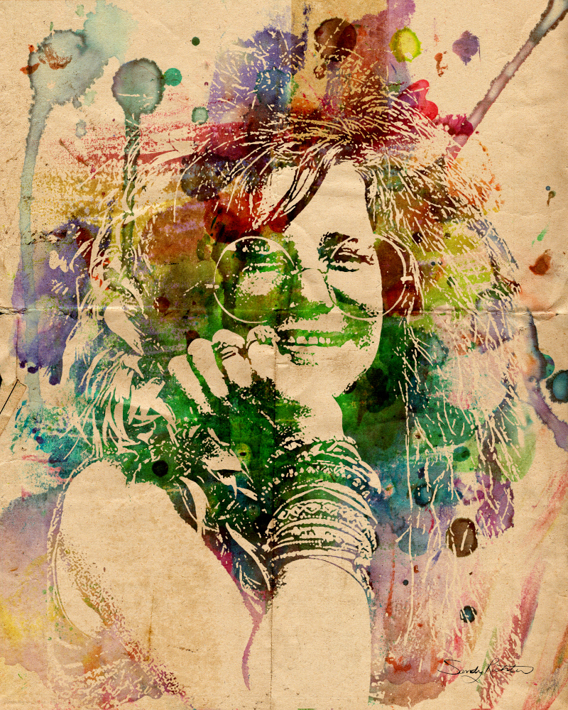 Colourful Abstract Watercolour Portrait of Janis Joplin Janis Joplin, as you've never seen her before 🎨