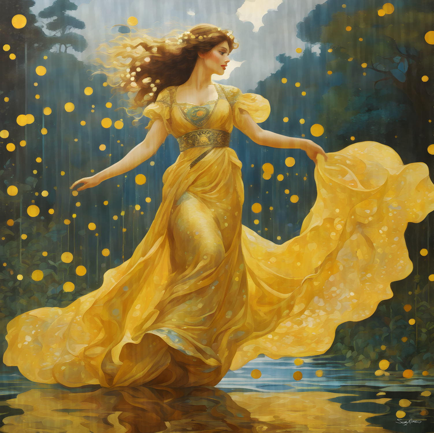 Beautiful Woman Dancing in the Rain Painting Dancing in the rain never looked so beautiful 💃🌧