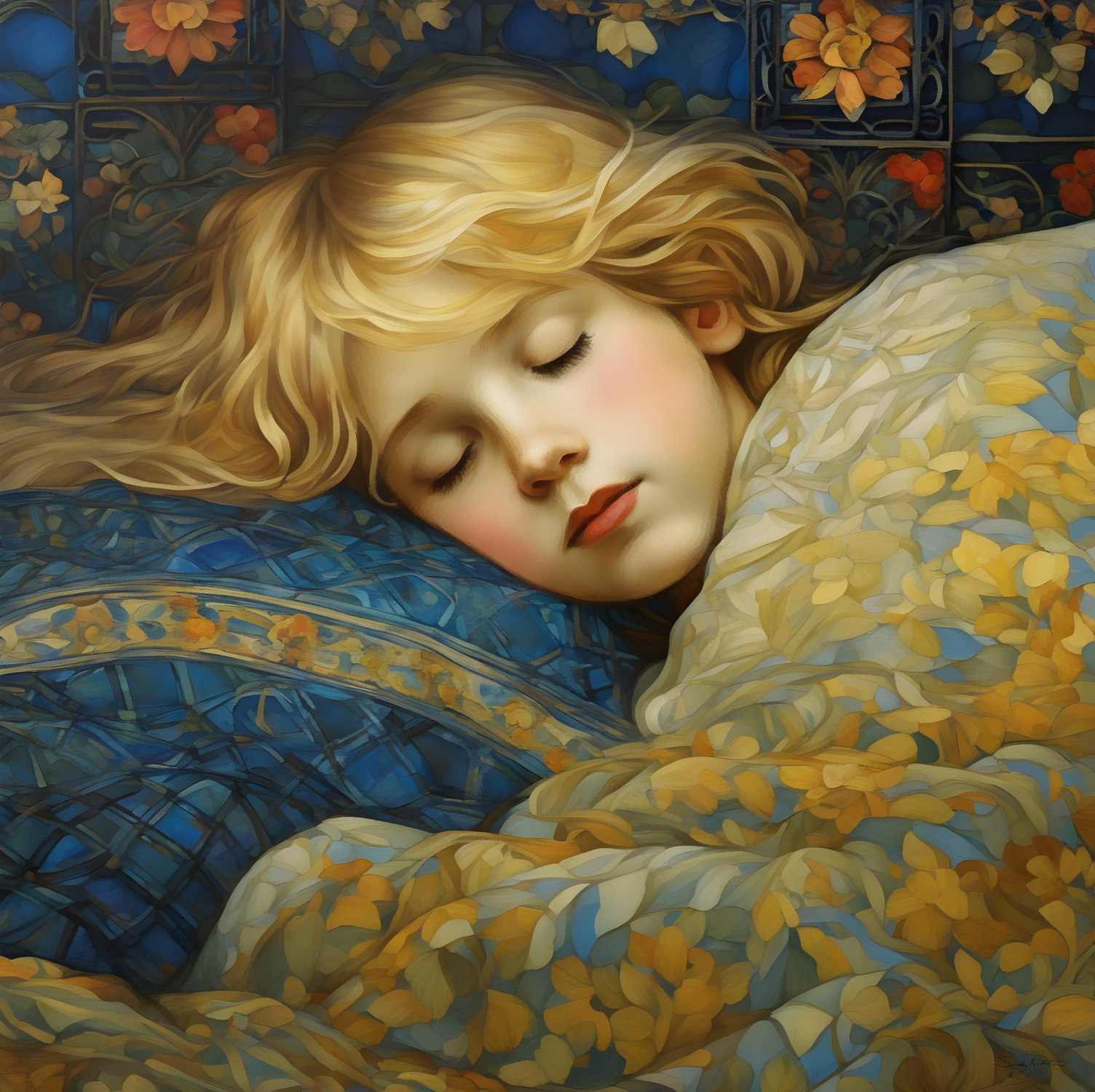 Beautiful Peaceful Sleeping Dreaming Child Painting Sweet dreams are made of these peaceful moments 💭🎨