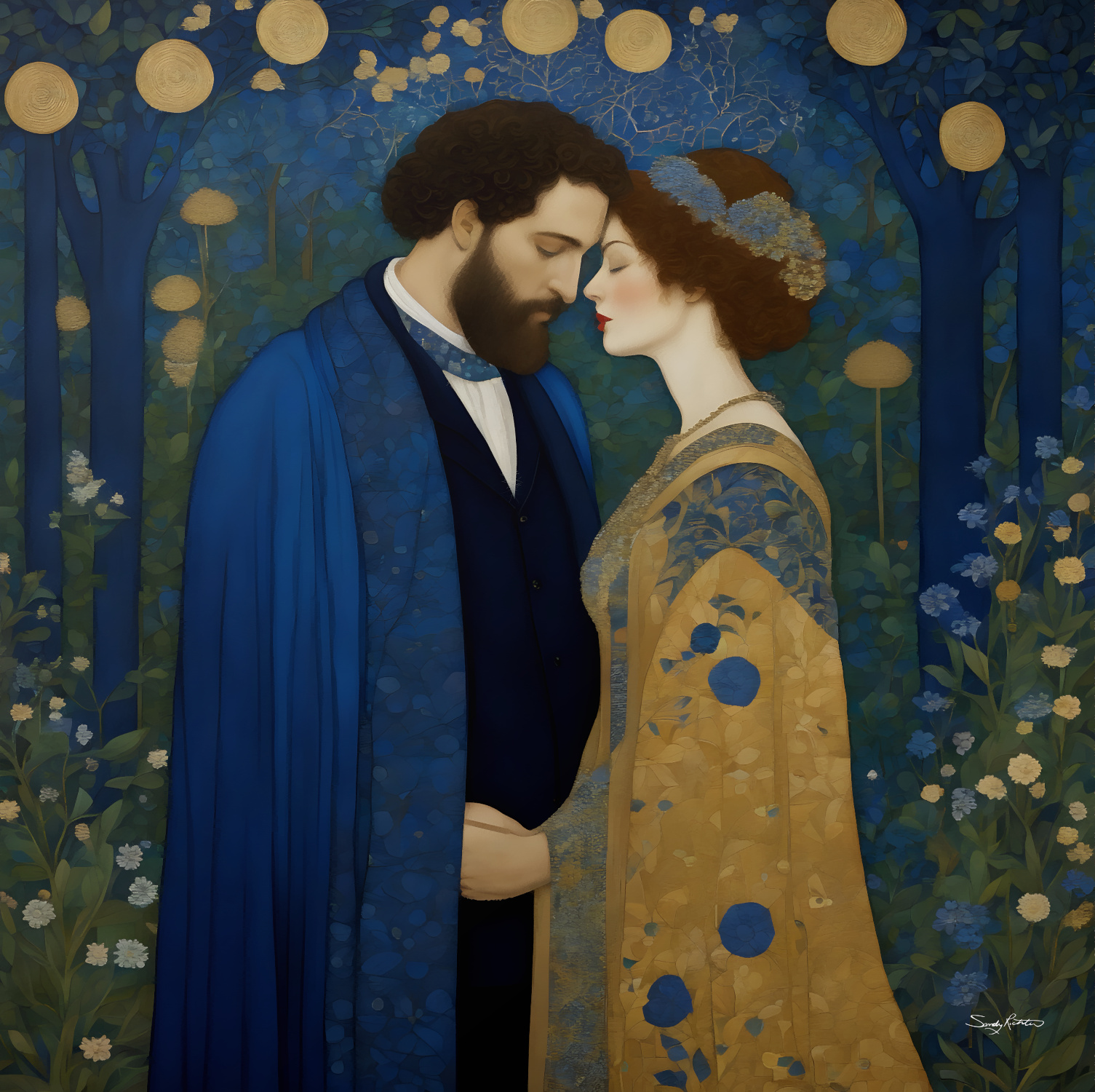 Captivating Art Deco Style Love Painting: An Enchanting Encounter with Timeless Beauty Love never goes out of style with this enchanting Art Deco painting 🎨